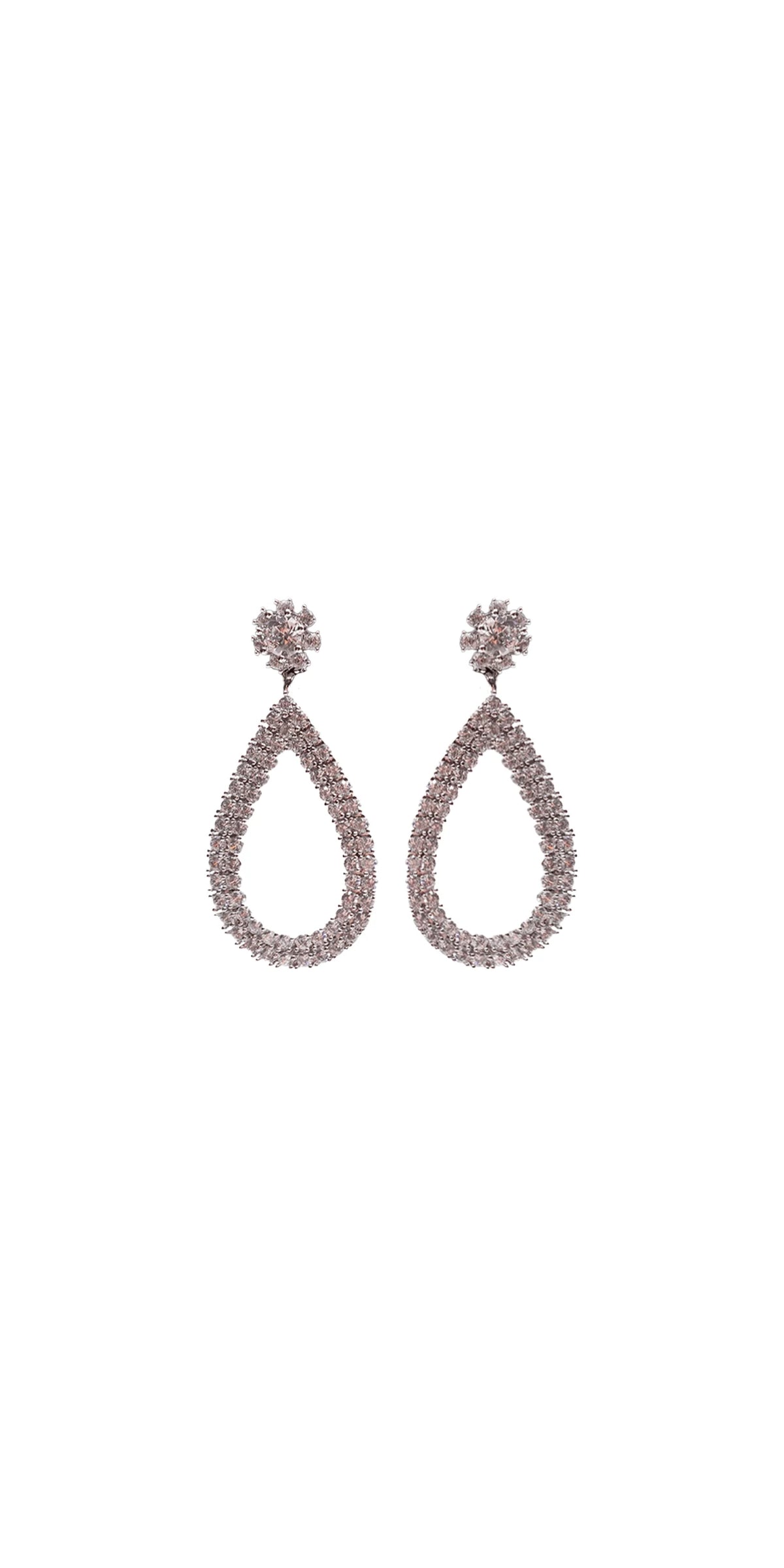 Halo Stone Open Drop Earrings