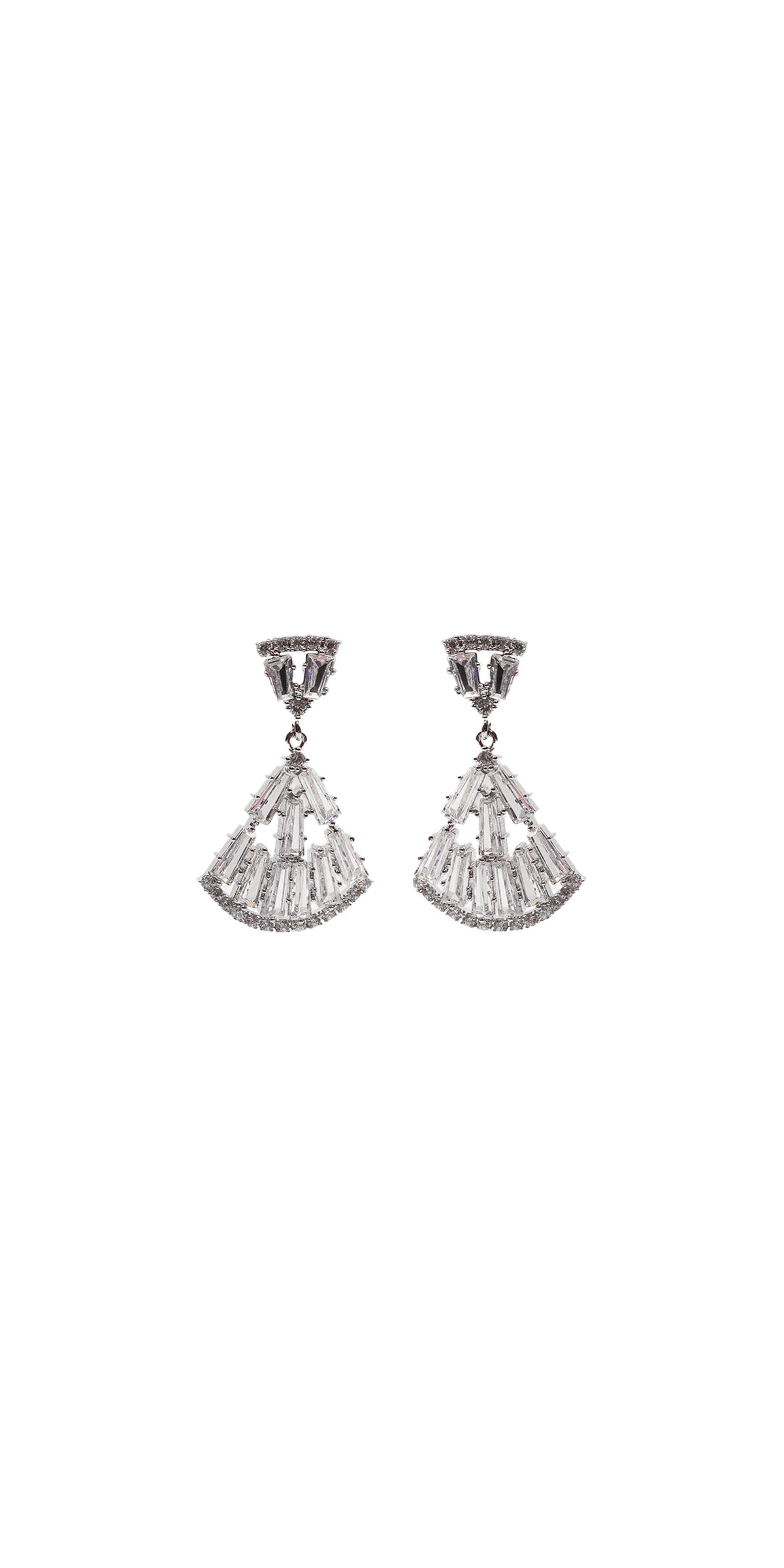 Baguette Cubic Zirconia Fan Earrings