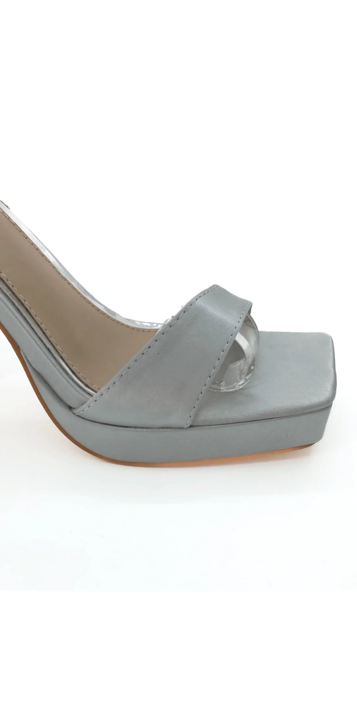 Satin Block Heel Platform Ankle Strap Sandal