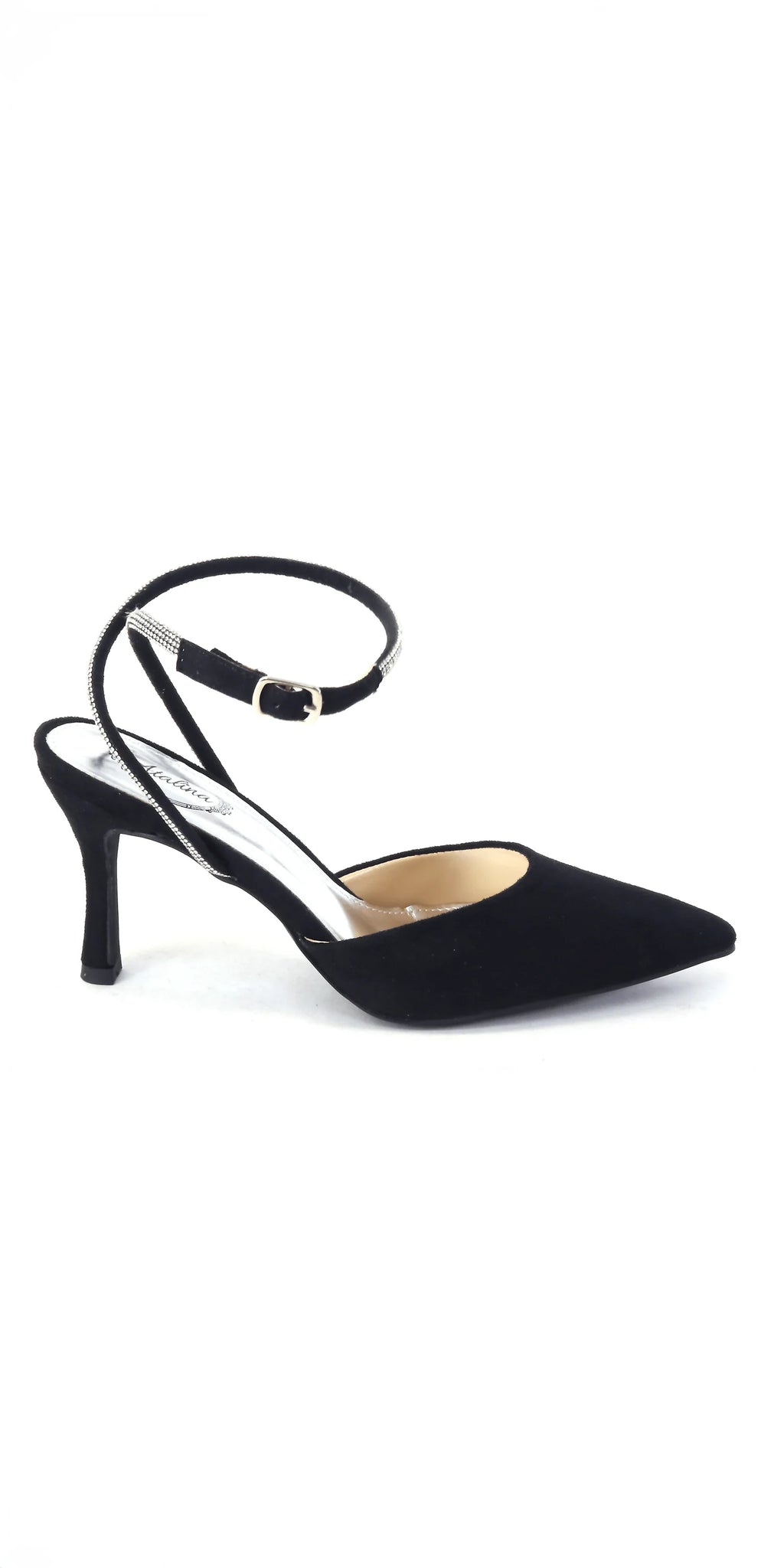 Satin Rhinestone Double Strap Slingback Sandal
