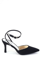 Satin Rhinestone Double Strap Slingback Sandal