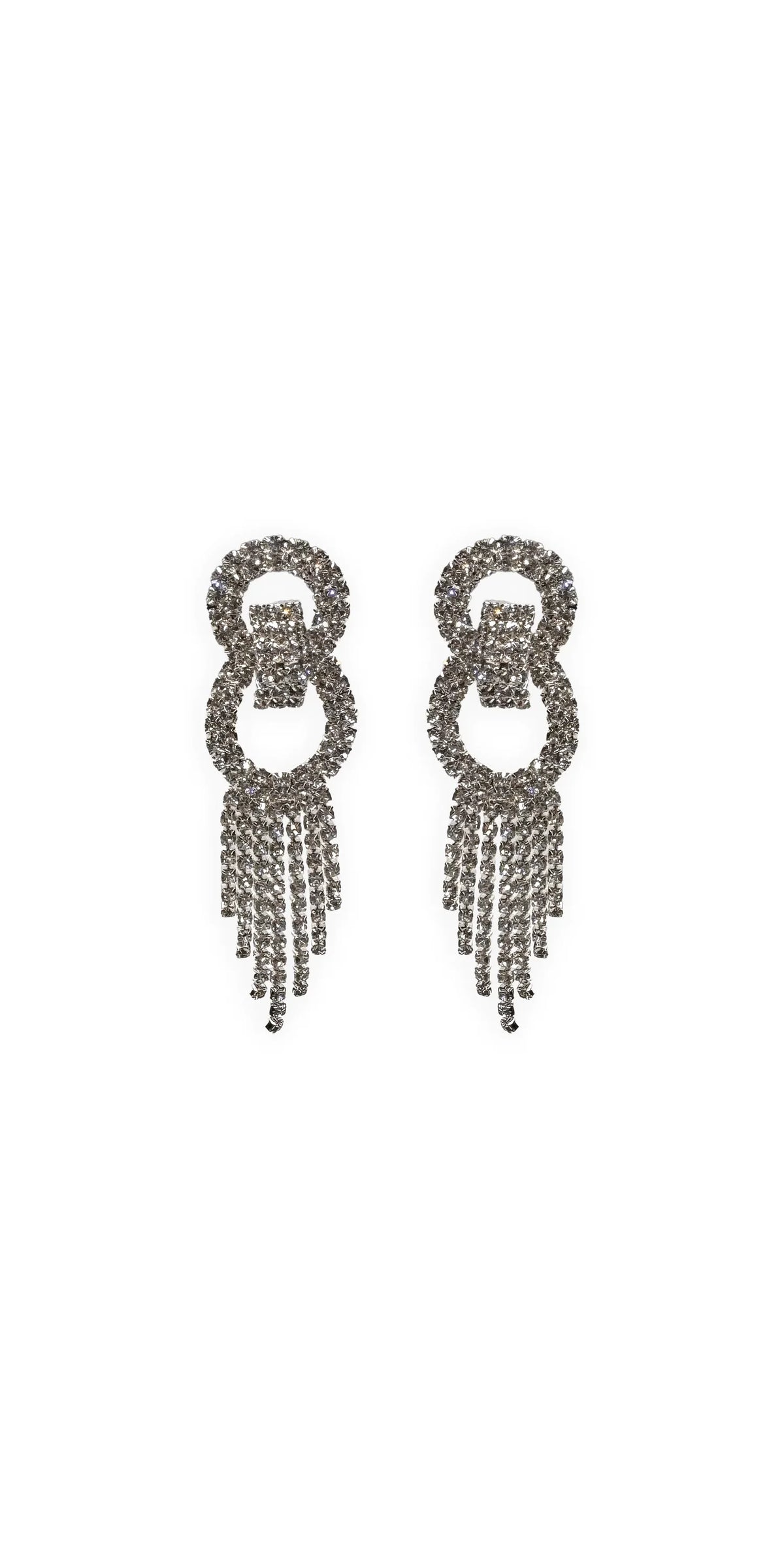 Rhinestone Interlock Multi Strand Earrings