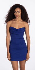 Strapless Scuba Drape Corset Bodycon Dress