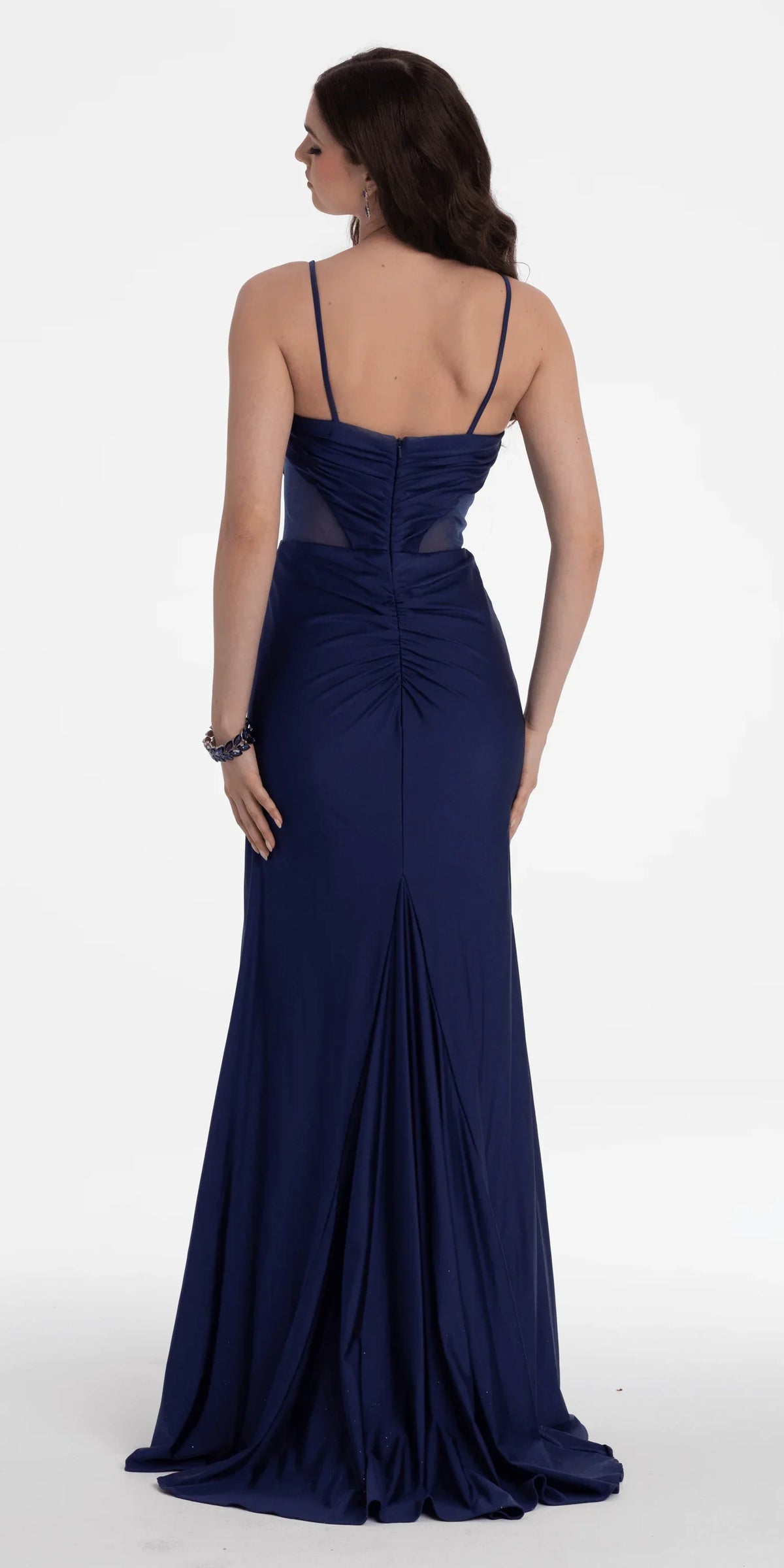 Spandex Beaded Sweetheart Trumpet Dress with Illusion Side Panels