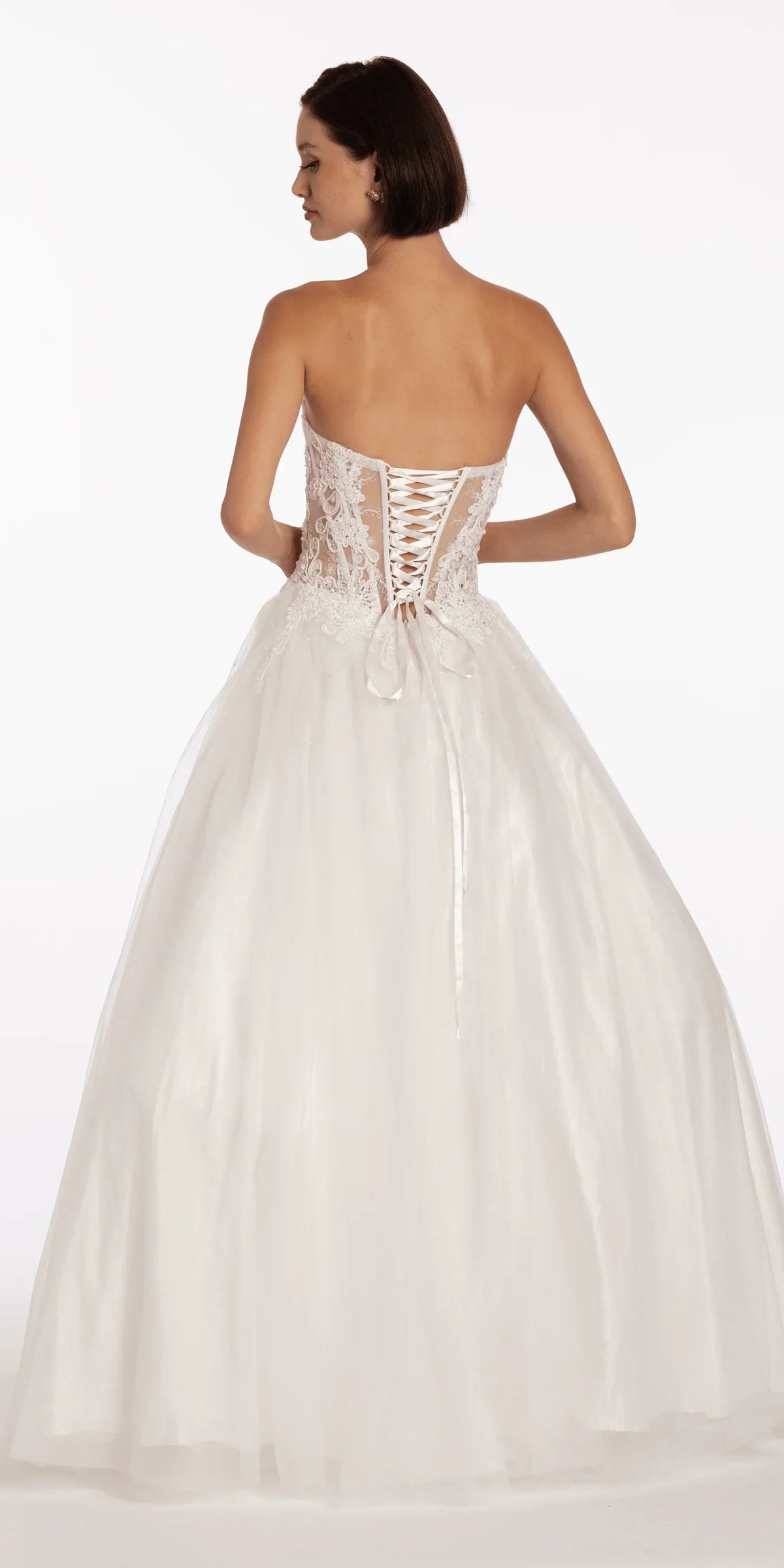 Sweetheart Embroidered Corset Ballgown with Heat Set Stones