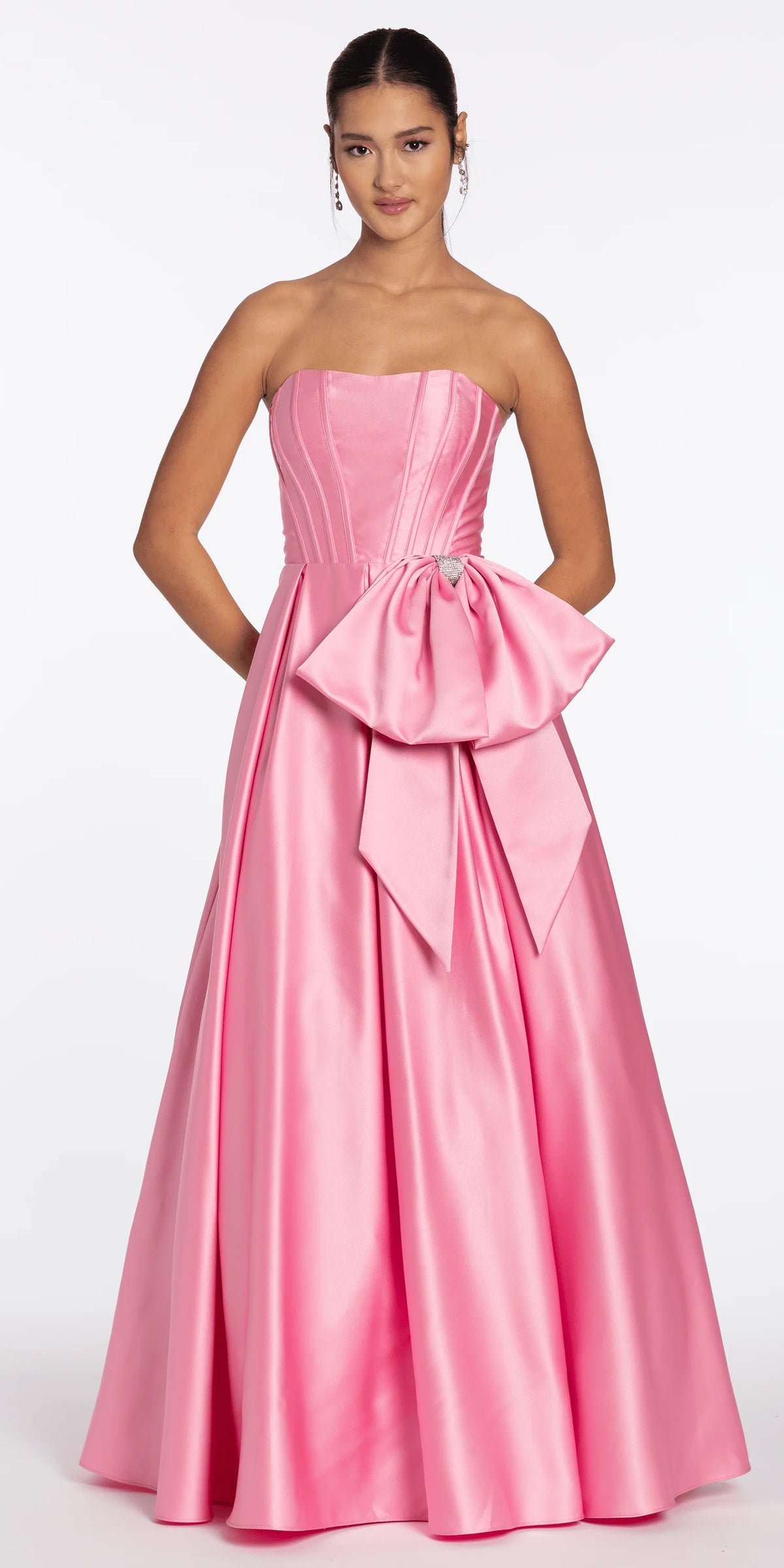 Strapless Satin Corset Ballgown with Side Bow