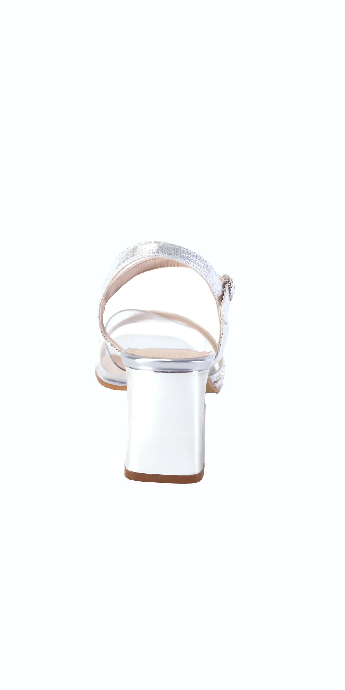 Triple Strap Lucite Rhinestone Low Heel Sandal