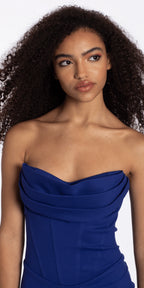 Strapless Scuba Drape Corset Bodycon Dress