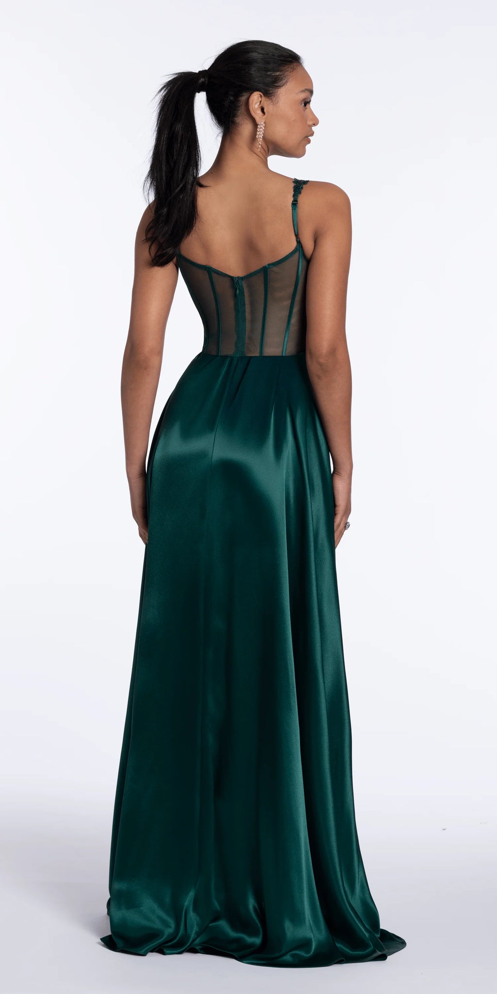 Satin Sequin Sweetheart Corset A Line Dress