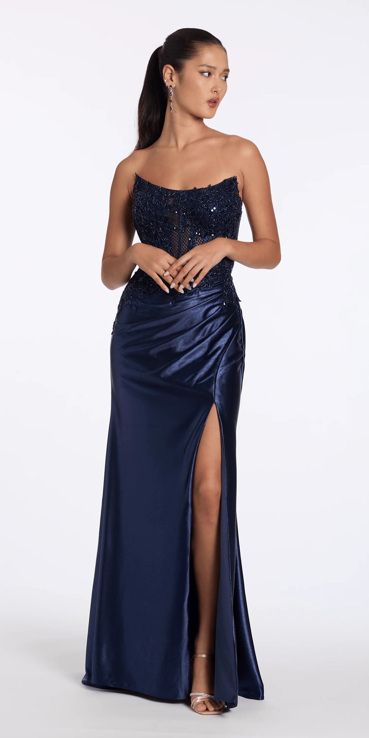 Strapless Beaded Embroidered Corset Trumpet Dress