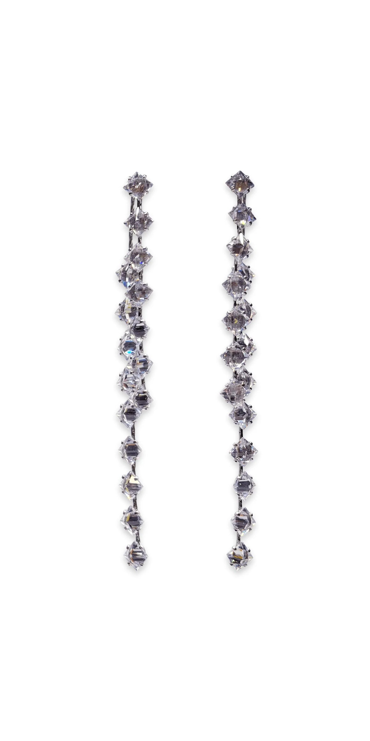 Marquis Rhinestone Double Strand Earrings