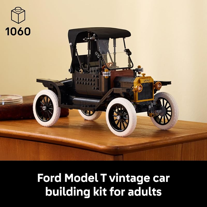 LEGO Icons Ford Model T Building Set for Adults Collectible Kit with Detailed Features for Bedroom Home Office or Shelf Decor Gift for Men Women Car Fans Ages 18 11376