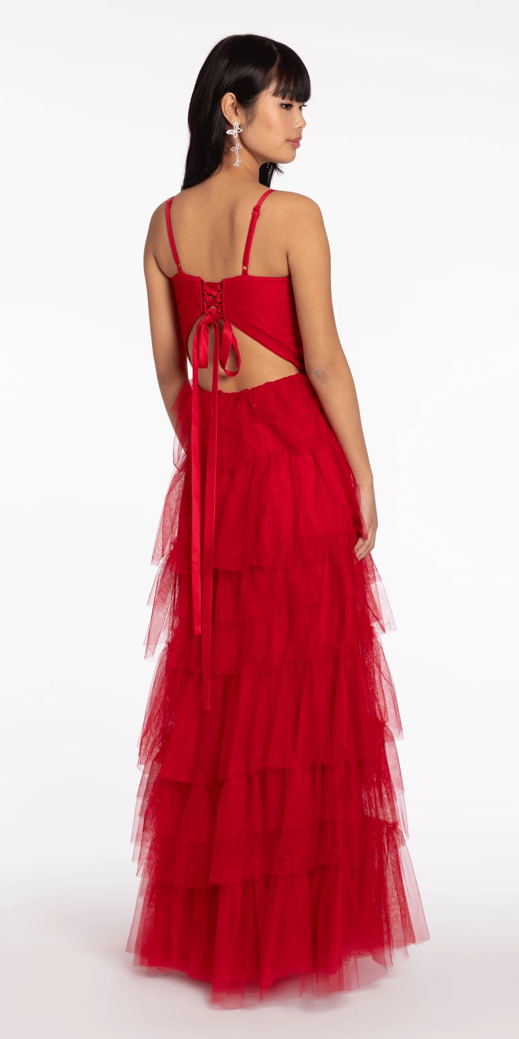 Tulle Tiered Sweetheart Ballgown with Keyhole
