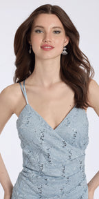 Sequin Lace Sweetheart Bodycon Dress with Ruching