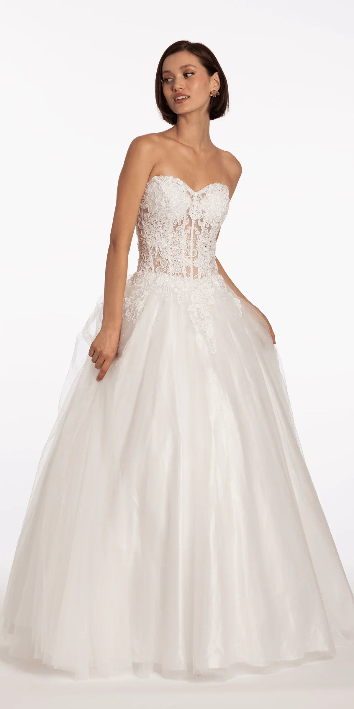 Sweetheart Embroidered Corset Ballgown with Heat Set Stones
