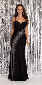 Sweetheart Jersey Column Dress with Crystal Heat Set Stones