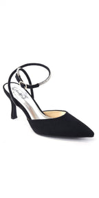 Satin Rhinestone Double Strap Slingback Sandal
