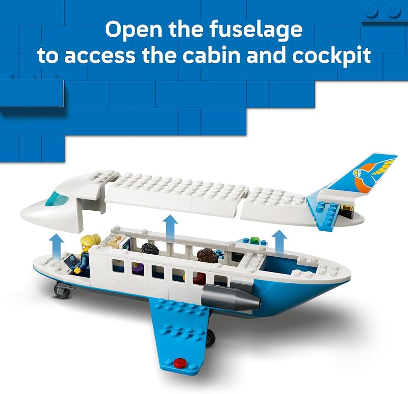 LEGO City Passenger Jet 60492 Building Toys for Boys Girls Ages 4 Airplane Toy Set W 4 Minifigures Pretend Play 118 pieces Gift for Birthdays