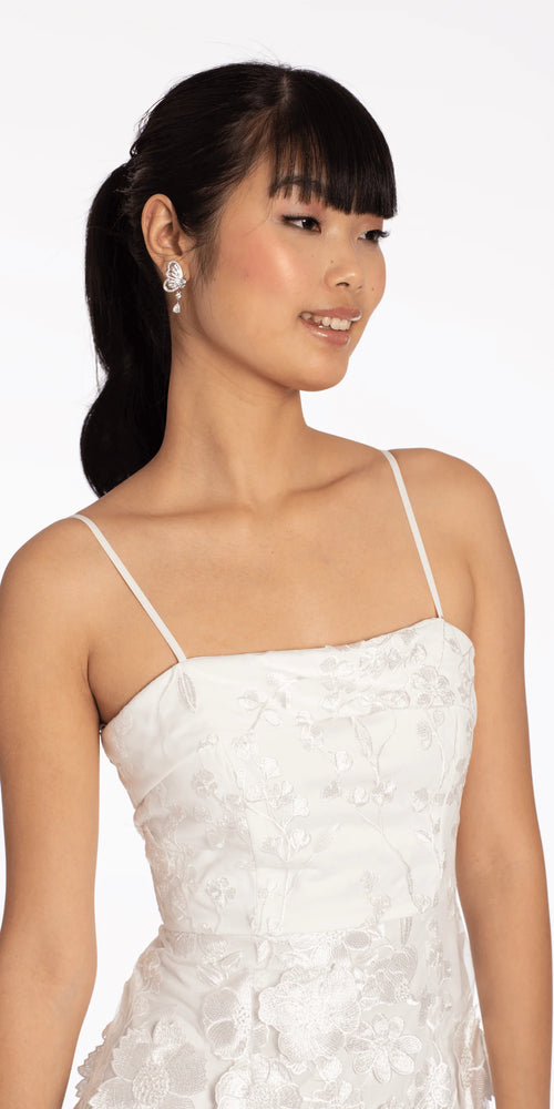 3 D Floral Tulle Embroidered Foldover Sheath Dress