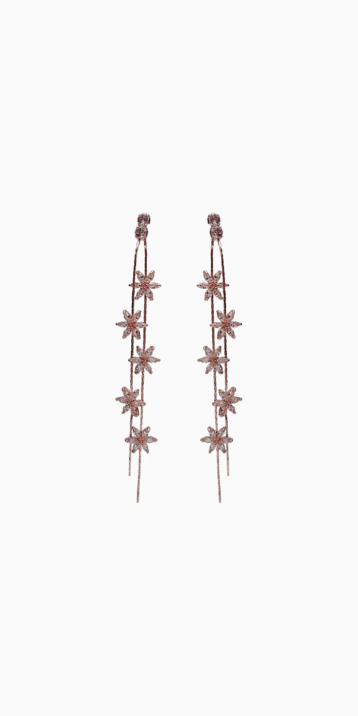 Rhinestone Daisy Double Stand Earrings