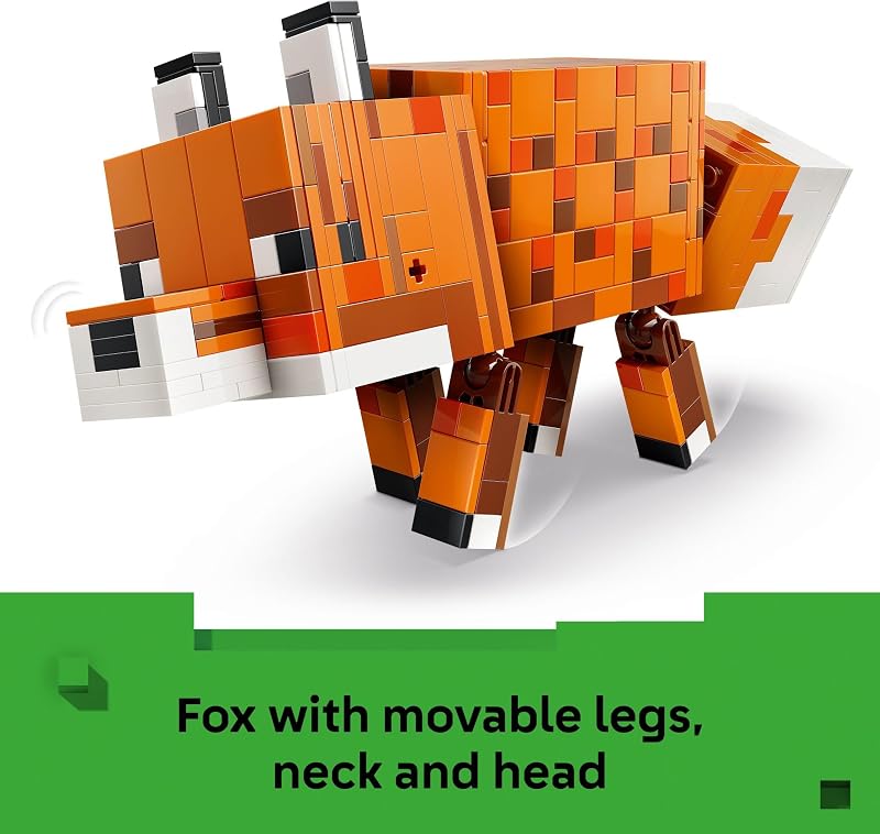 LEGO Minecraft The Fox Building Pretend Play Toy for Boys Girls Poseable Video Game Character for Kids Ages 10 Room Decor for Gaming Fans Gift Idea for Birthdays 21588