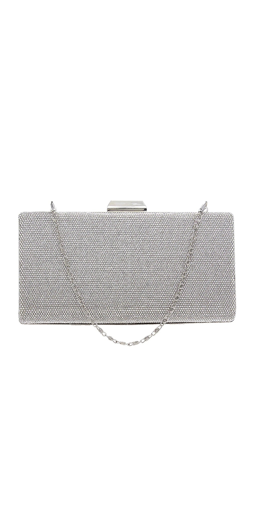 Micro Rhinestone and Satin Metal Top Handbag