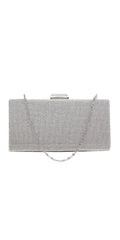 Micro Rhinestone and Satin Metal Top Handbag