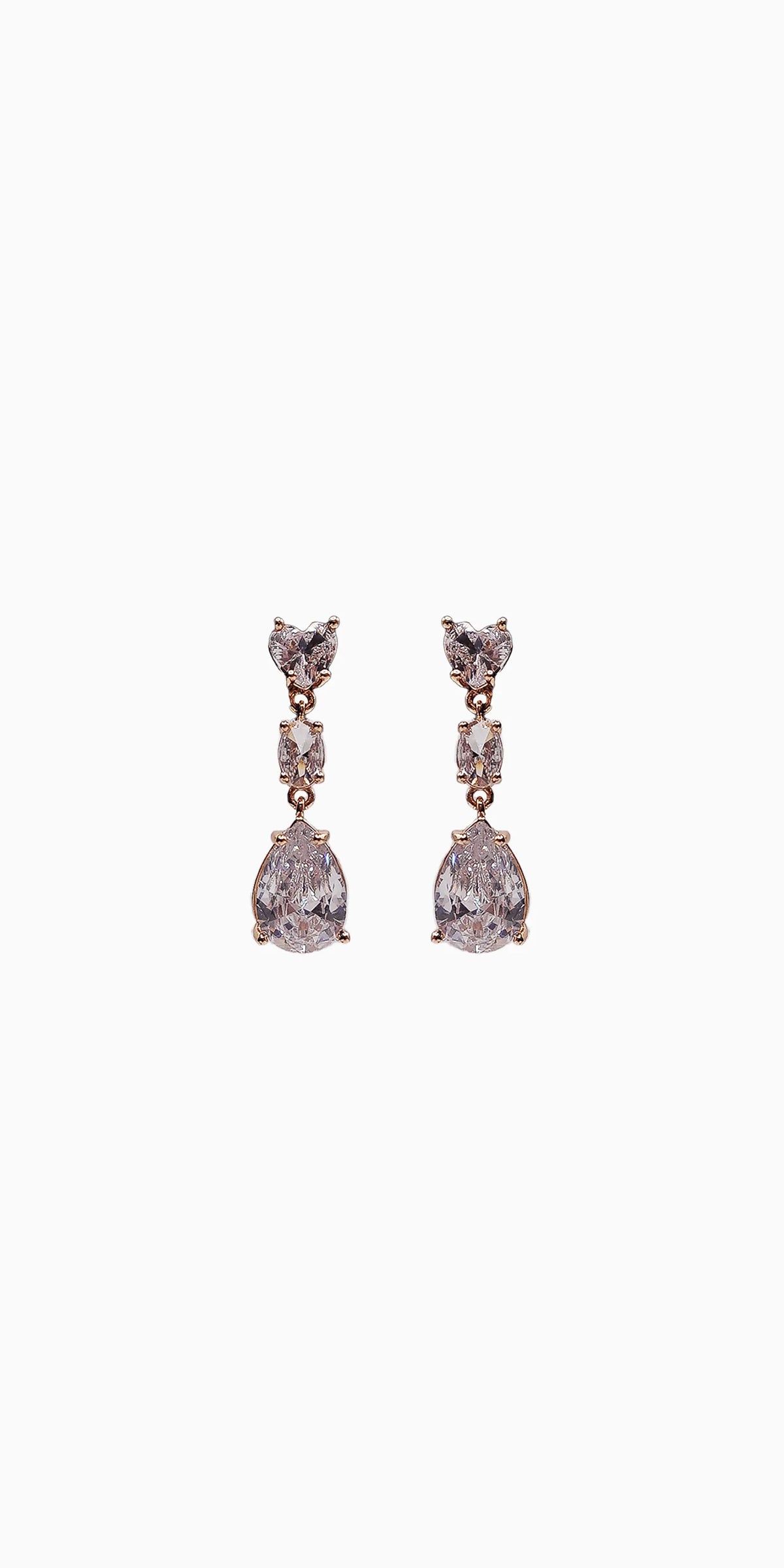 Triple Stone Pear Shape Cubic Zirconia Earrings